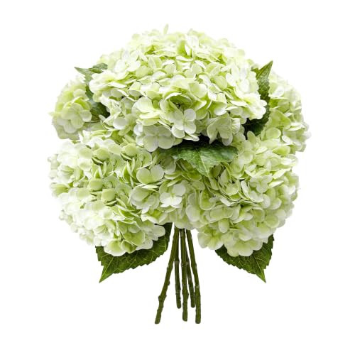 Yatim 21In Light Green Artificial Hydrangea Flowers 5 Pcs Real Touch 3D Print Latex Flowers for Wedding Centerpieces Bouquets DIY Floral Decor Home Decoration with Stems | Amazon (US)