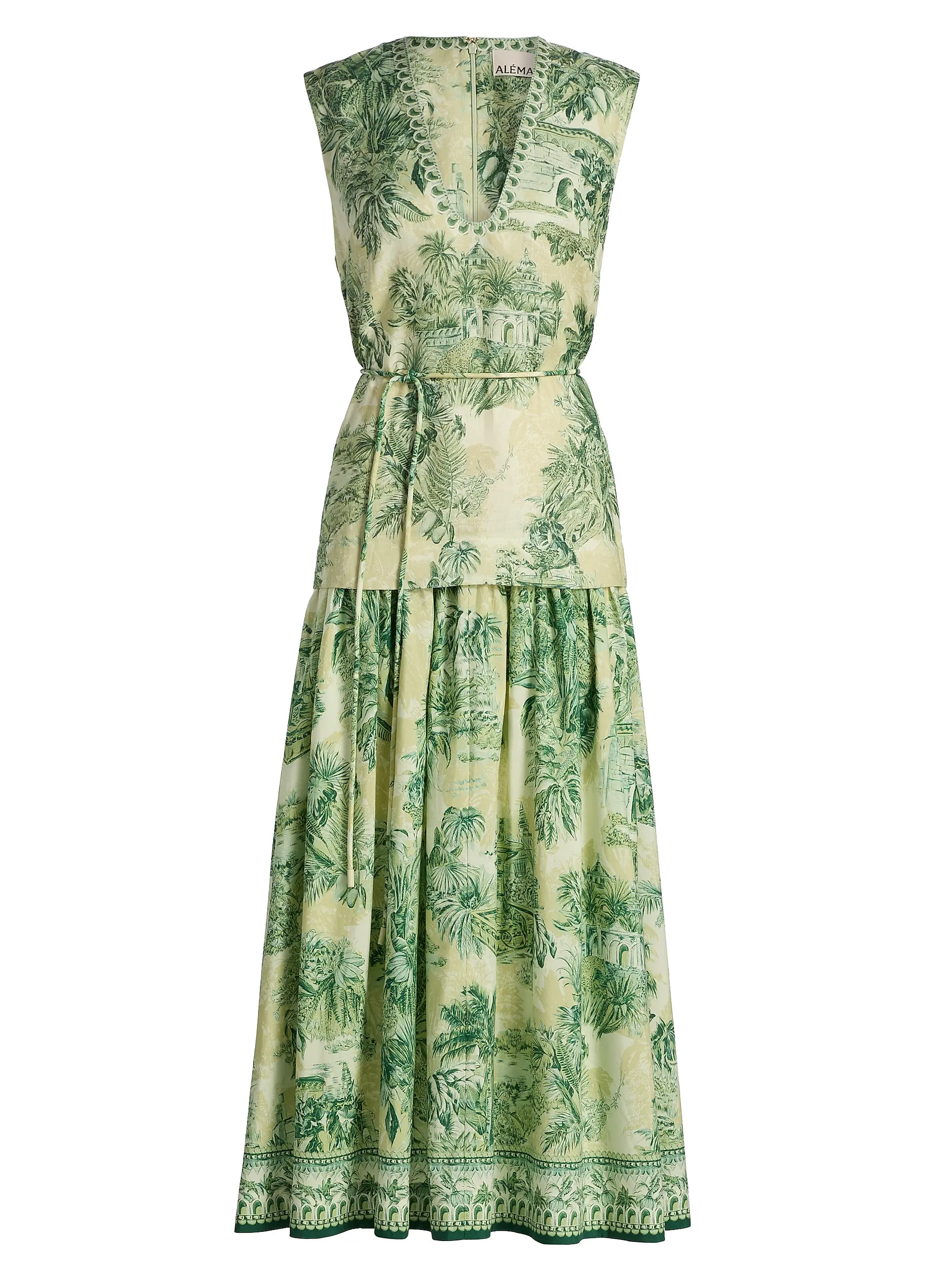 Alémais Sara Printed Cotton-Silk Midi-Dress | Saks Fifth Avenue | Saks Fifth Avenue