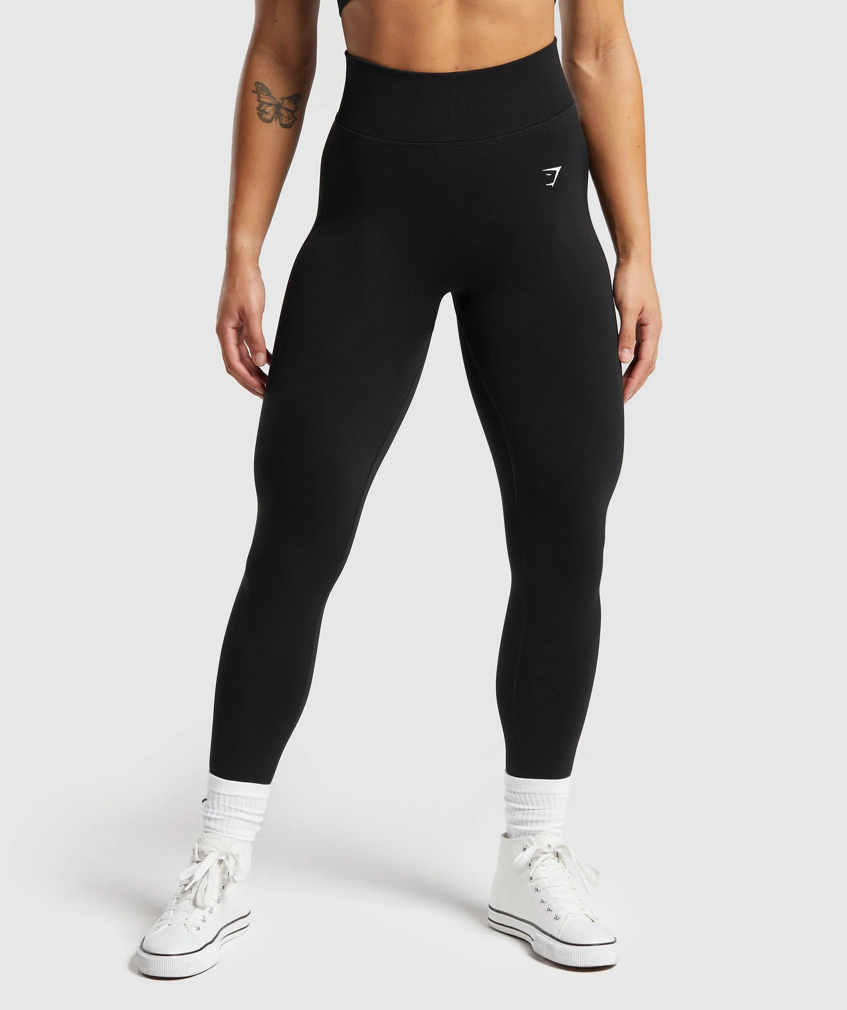 Gymshark Lift Contour Seamless Leggings - Black/Black Marl | Gymshark US
