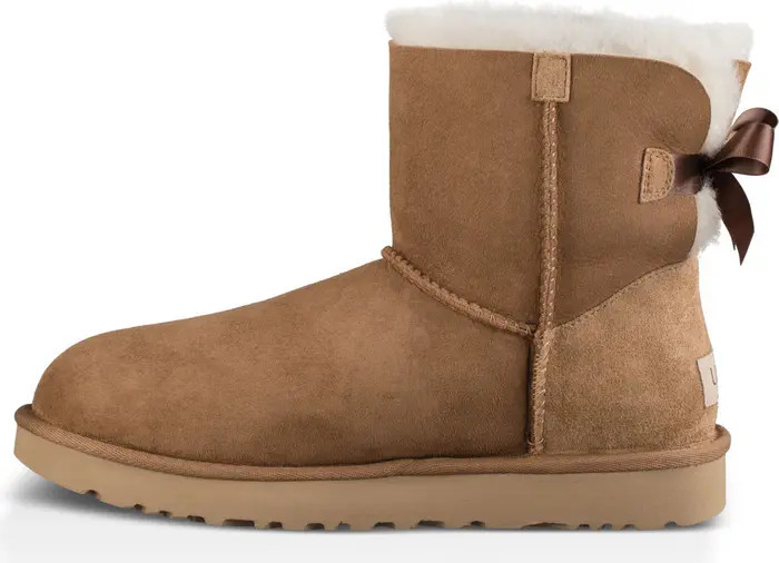 Mini Bailey Bow II Genuine Shearling Bootie (Women) | Nordstrom