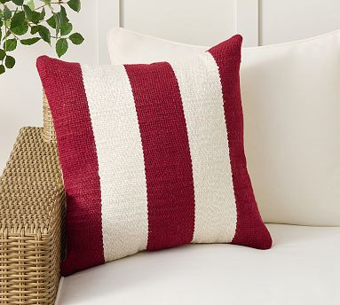 Textured Classic Striped Outdoor Pillow | Pottery Barn (US)