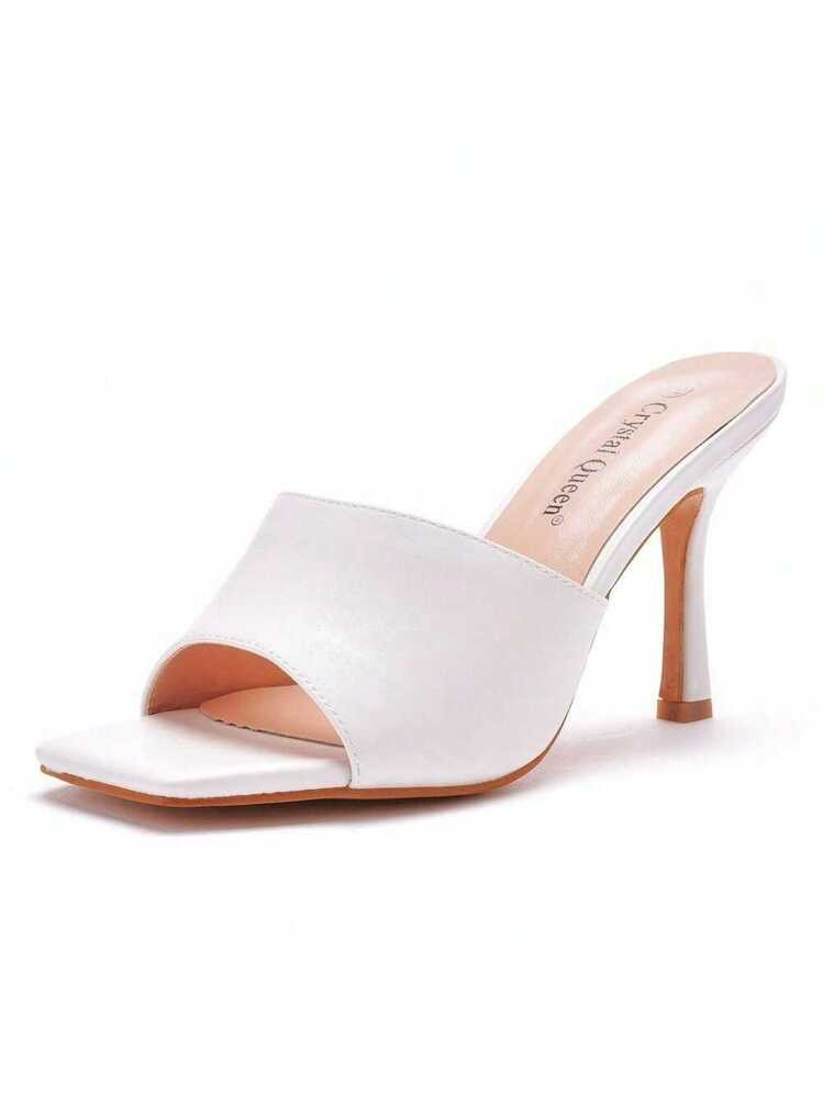 Sandalen Mit Quadratischer Zehenpartie Und Hohem Absatz, Hausschuhe Mit Weinglasabsatz, Temperament, Perlenbesatz, Damenschuhe Mit Weißem Fischmaul, Flache Sandalen, Damenschuhe Mit Quadratischer Zehenpartie Und Hohem Absatz, Fischmaulschuhe, 9 Cm, Offene Zehenpartie, Sandalen Mit Hohem Absatz, Hochzeitsschuhe, Abschlussball- Und Partyschuhe | SHEIN