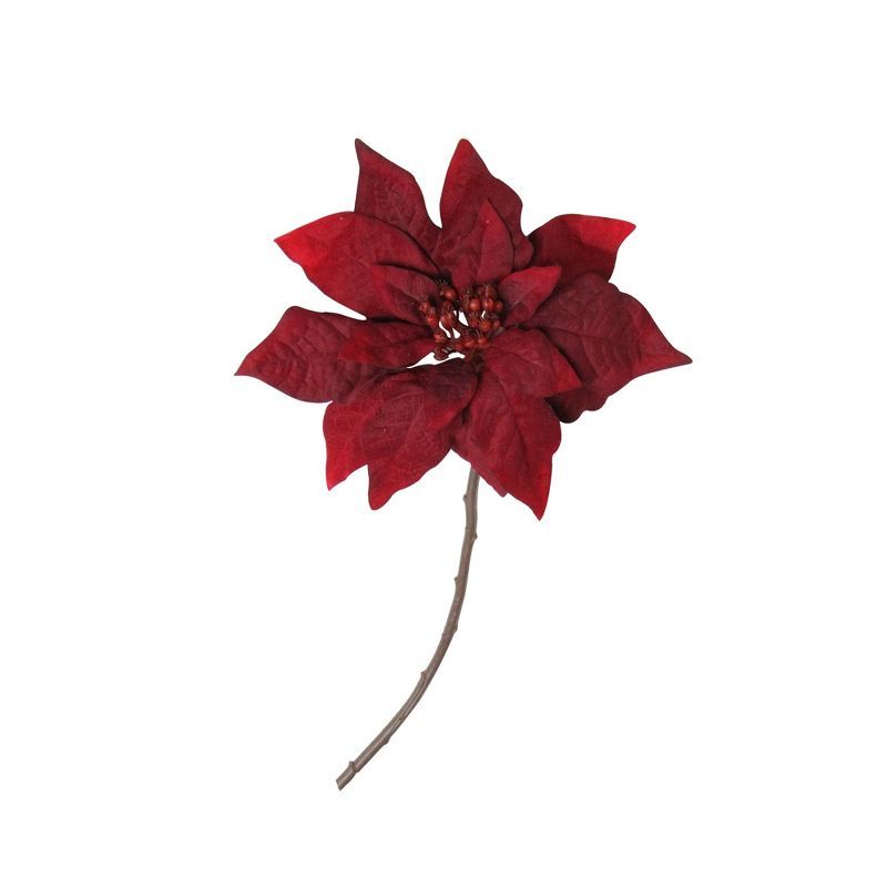 Northlight 18” Red Velvet Poinsettia Artificial Christmas Stem | Target