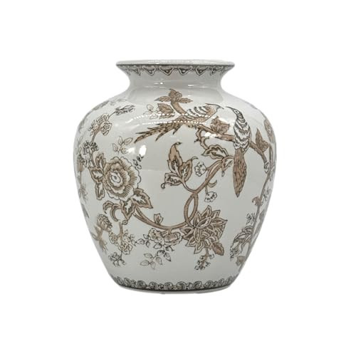 10" Ceramic Brown Chinoiserie Vase - Classic Chinese Style Porcelain for Home Decor Decorative Centerpiece Vintage Accent Antique Vase (Brown & White) | Amazon (US)