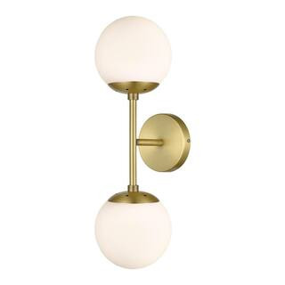 Light Society Zeno Globe 2-Light Wall Sconce in Brushed Brass/White-LS-W268-BB-WH - The Home Depo... | The Home Depot