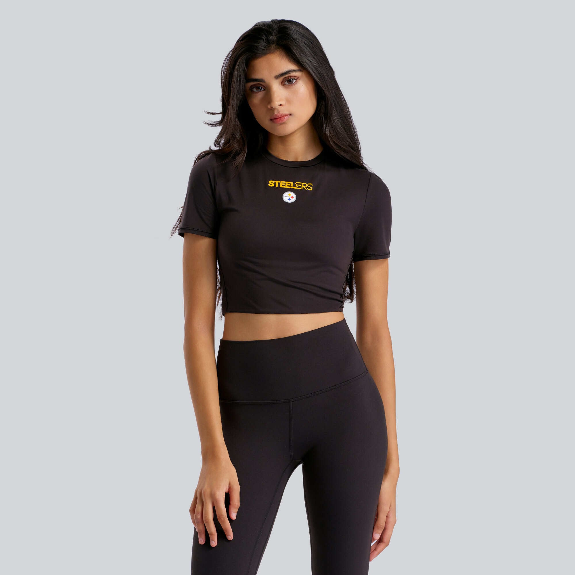 Women's Pittsburgh Steelers  lululemon Black Wundermost Ultra-Soft Nulu Cropped T-Shirt | NFL Shop