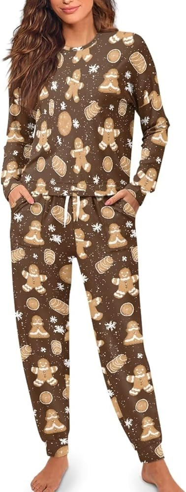 Drawstring Pajamas for Women Set 2 Pieces Long Sleeve Lounge Sets Cozy Soft Winter Pjs Plus Size ... | Amazon (US)