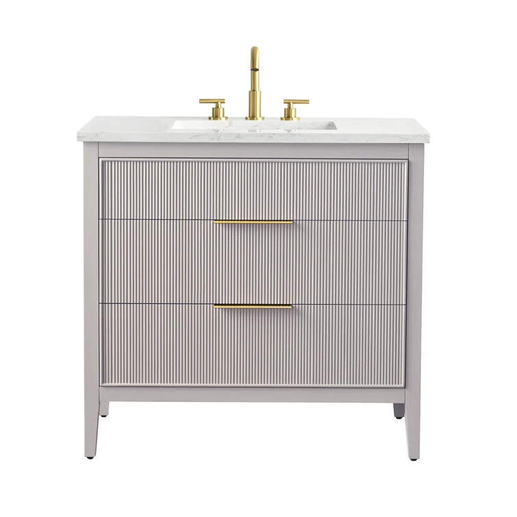 Egremt 36'' Single Bathroom Vanity with Engineered Stone Top | Wayfair North America