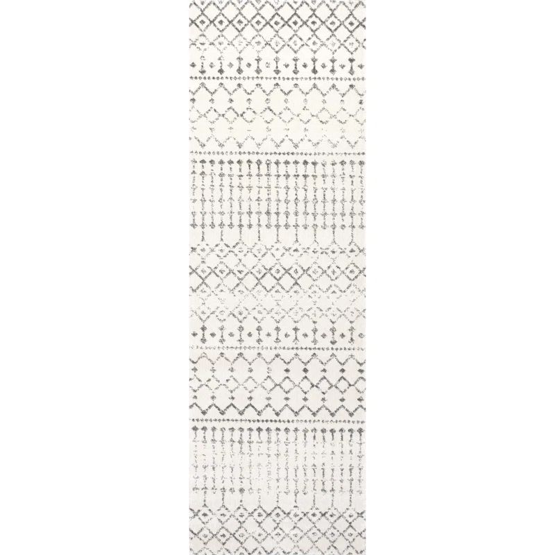 Giannini Geometric Moroccan Area Rug in Gray/ Off White | Wayfair Professional