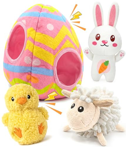 Swooflia 4 Pack Easter Puzzle Dog Toys for Small Dogs - Enrichment Plush Squeaky Bunny Chick Lamb and Crinkle Easter Egg Interactive Puppy Toy for Hide and Seek (Not for Big & Aggressive Chewer) | Amazon (US)