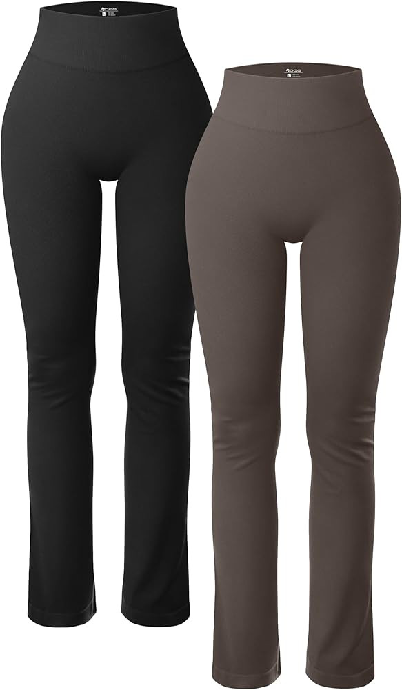 OQQ Women's 2 Piece Yoga Pants Ribbed Seamless Workout High Waist Athletic Straight Leg Leggings ... | Amazon (US)