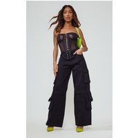 Black Baggy Wide Leg Cargo Pocket Jeans | PrettyLittleThing CAN