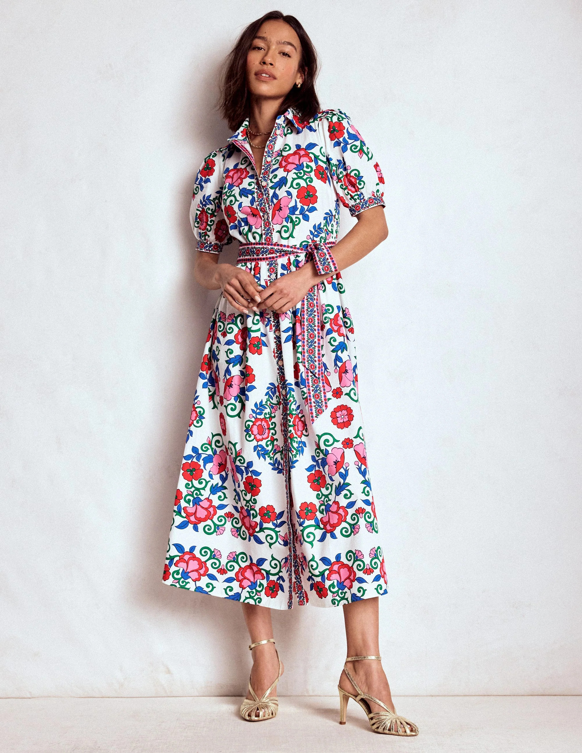 Alexa Maxi Shirt Dress-Multi, Ornamental Lattice | Boden UK