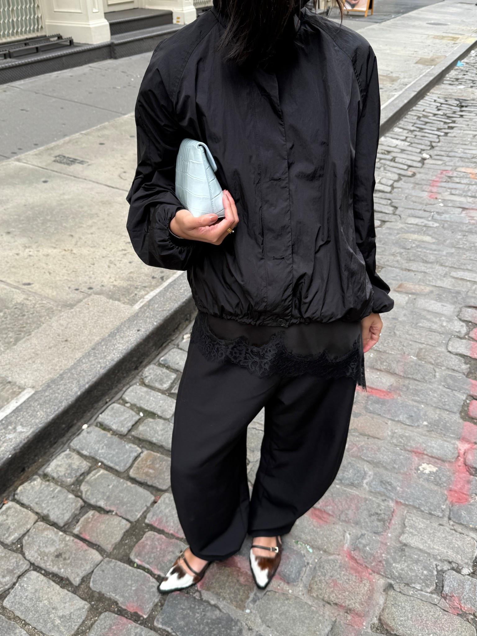 Jacket size medium, tank size medium, pants size smalll! Shoes are old from ATP Atelier (can’t find them on their website), and bag is Mulberry