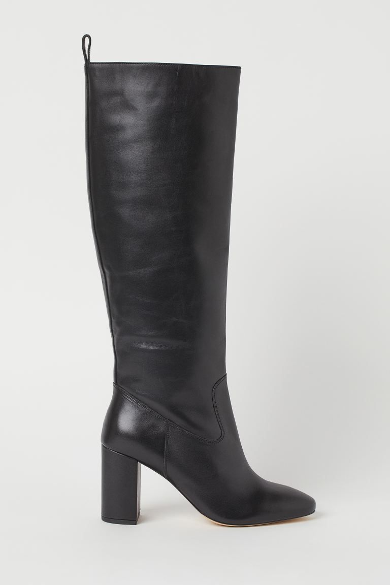 High-heeled Leather Boots | H&M (US + CA)