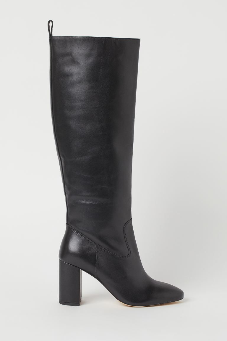 High-heeled Leather Boots | H&M (US)