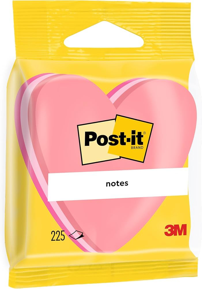 Post-it Notes - 1 Block of 225 Heart Shape Sticky Notes - 70 x 70mm - Sticky Notes for Desk, Offi... | Amazon (US)
