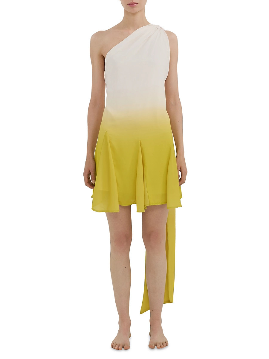 Women's Sarakiniko Ari Ruched One-Shoulder Minidress - Golden Milk - Size Small | Saks Fifth Avenue