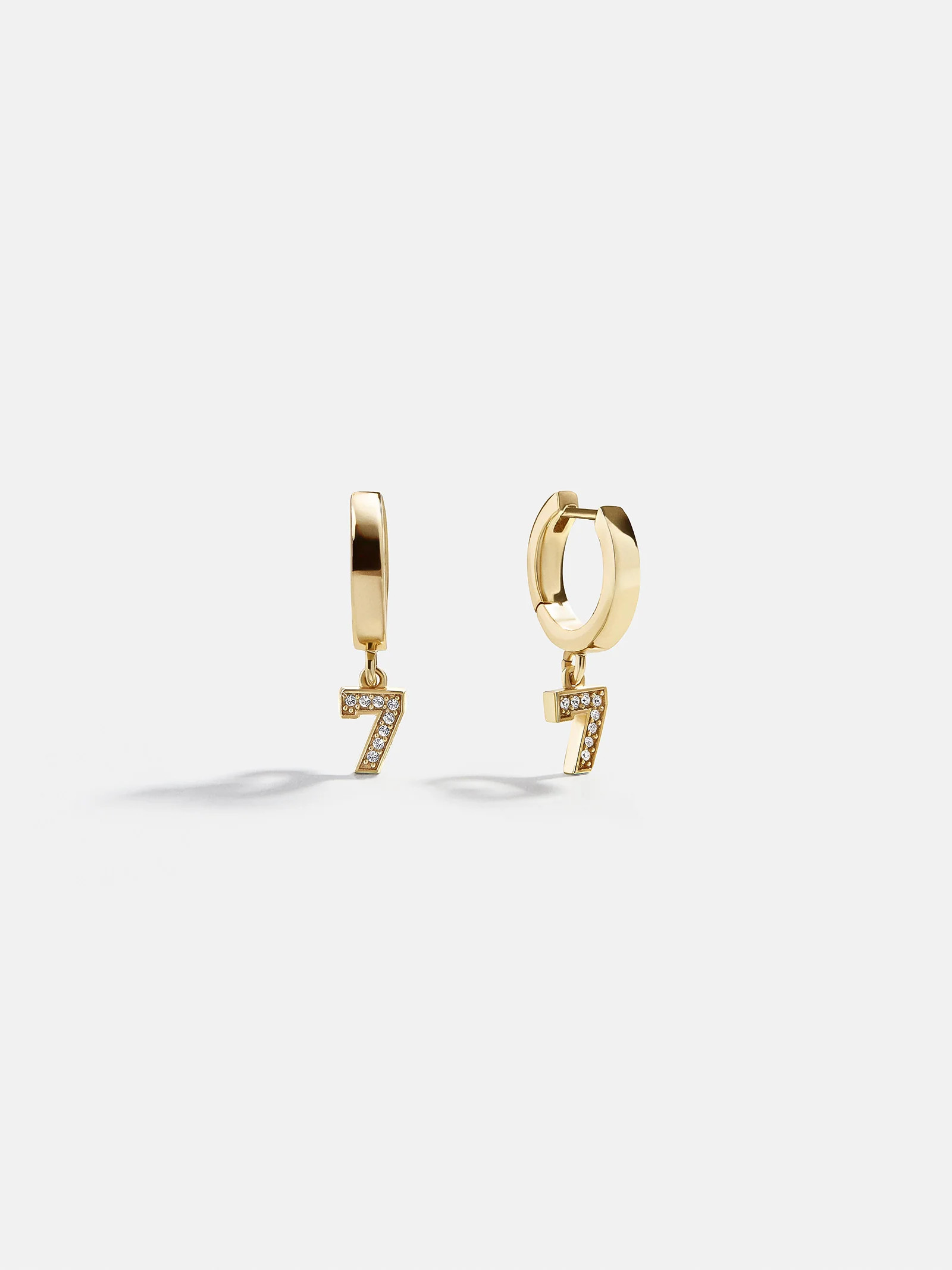 Varsity Number Custom Huggie Earrings - Gold Single Digit | BaubleBar