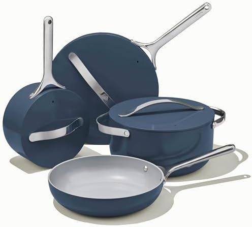 Caraway Nonstick Ceramic Cookware Set (12 Piece) Pots, Pans, Lids and Kitchen Storage - Non Toxic... | Amazon (US)