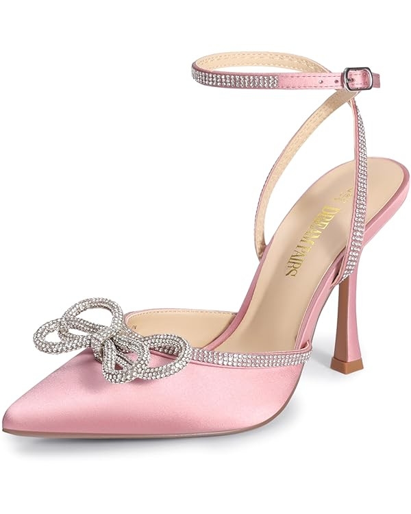 DREAM PAIRS Women's High Heels Destiny Closed Toe Strappy Heels Sexy Rhinestone Ankle Strap Pumps... | Amazon (US)