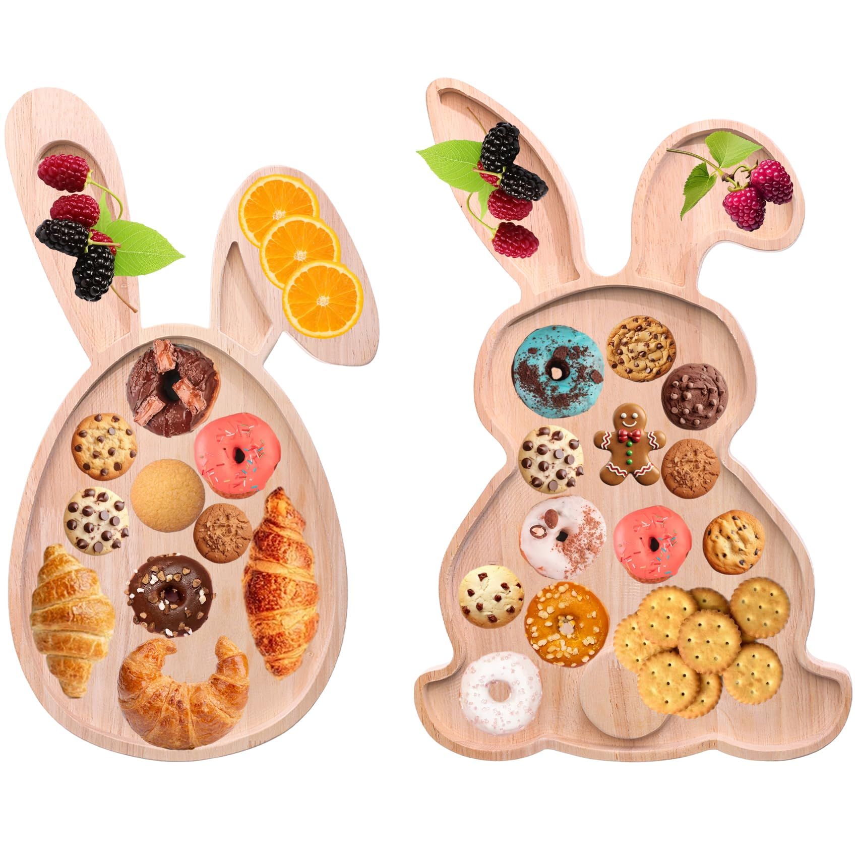 17"x11" Easter Bunny Shape Wooden Platters, Easter Egg-Shaped Wood Trays, Charcuterie Board for E... | Amazon (US)