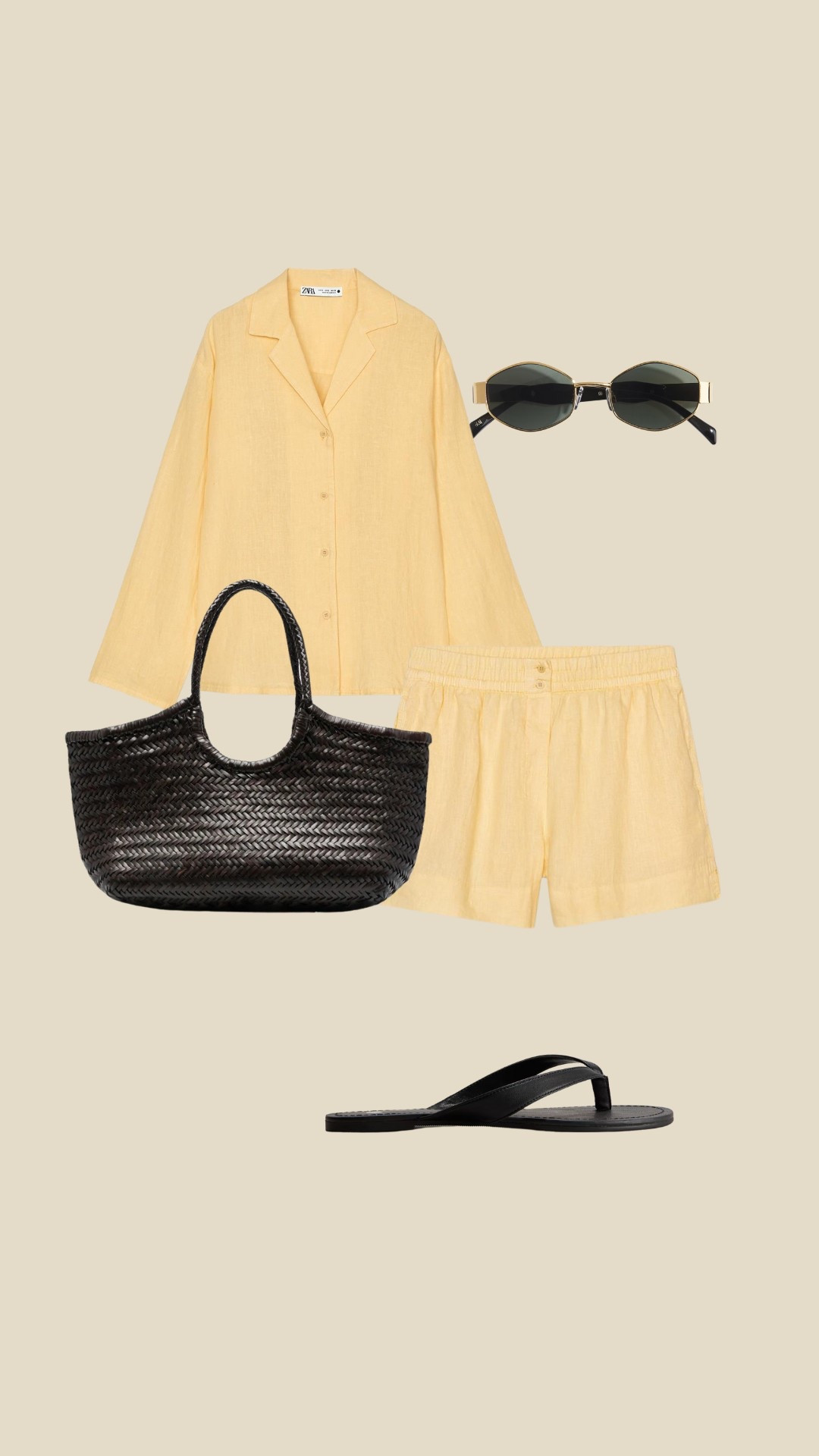 Yellow linen set 
Zara holiday outfit 
Zara new ins 