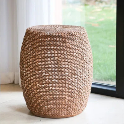 Nydia Outdoor Patio Drum-Shaped MGO Side Table, Brown | Wayfair North America