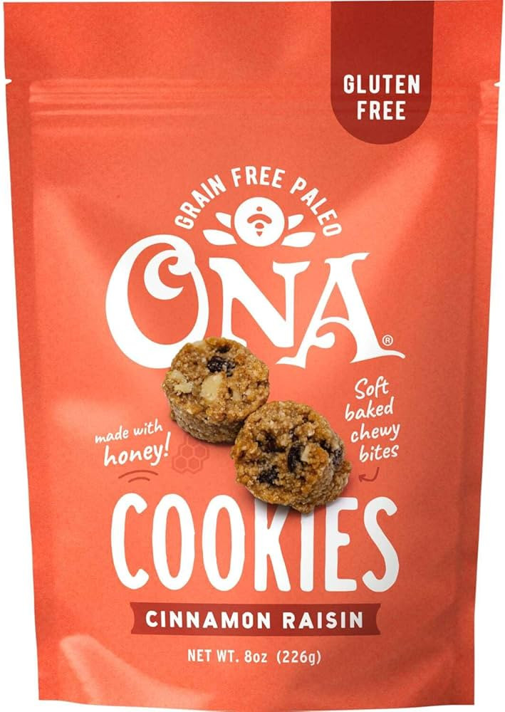 Ona Cinnamon Raisin Cookies 4-pack, Made with Honey, Ready to eat, Gluten free, Grain free, Dairy... | Amazon (US)