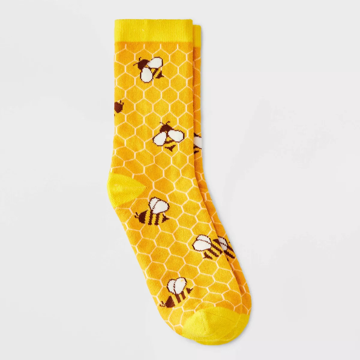 Women's Honey Bee Christmas Crew Socks - Yellow/White 4-10 | Target