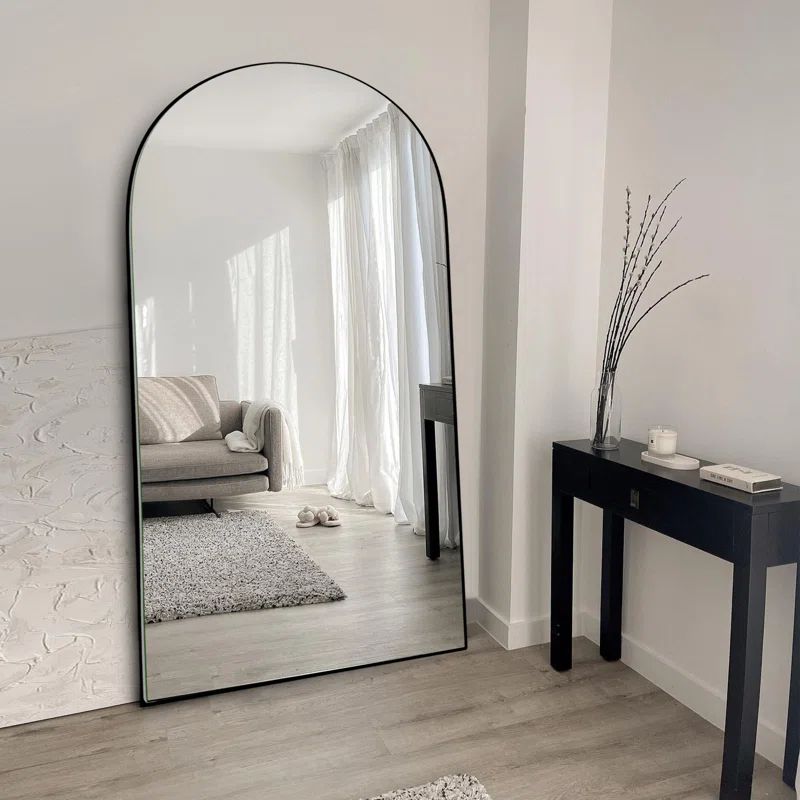 Leeron Oversized Arch Wood Floor Mirror | Wayfair North America