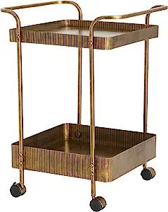 Creative Co-Op Ribbed Square Trolley Bar Cart, Aged Brass | Amazon (US)