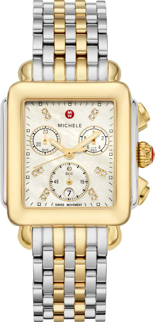 Deco Diamond Chronograph Bracelet Watch, 33mm | Nordstrom