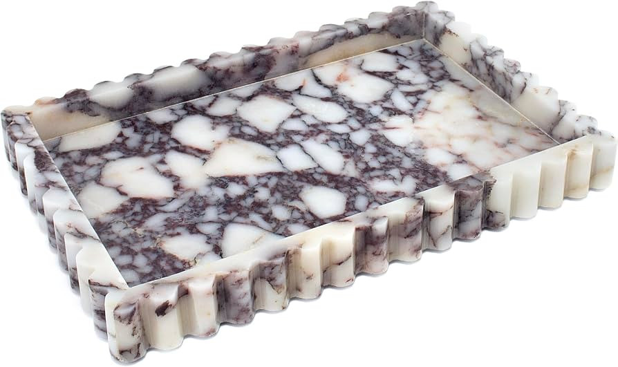 LIN CHUAN Marble Vanity Tray for Bathroom, 11.8 x 8 Inch, Calacatta Viola | Amazon (US)