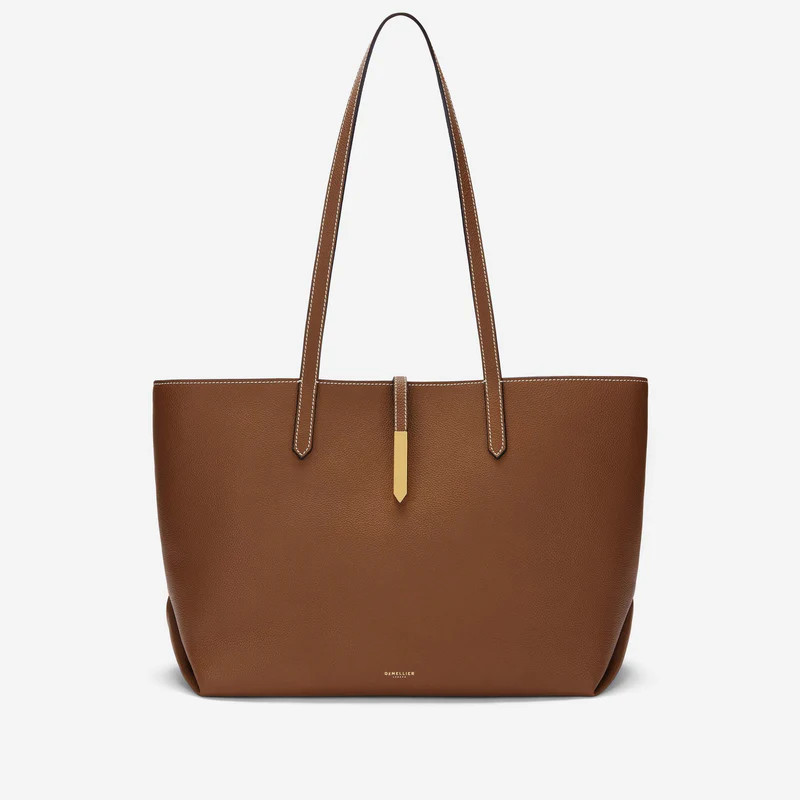 The Tokyo Tote | Tan Small Grain Ecru Stitching | DeMellier | DeMellier