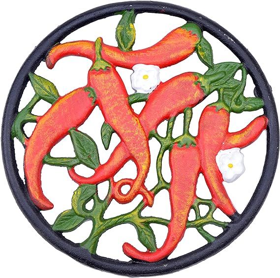Decorative Cast Iron Trivet Hot Chilli Peppers 7" Wide | Amazon (US)