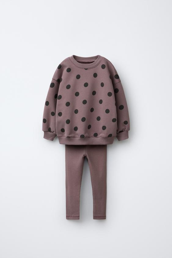 PRINTED RIB SWEATSHIRT AND LEGGINGS MATCHING SET | Zara US