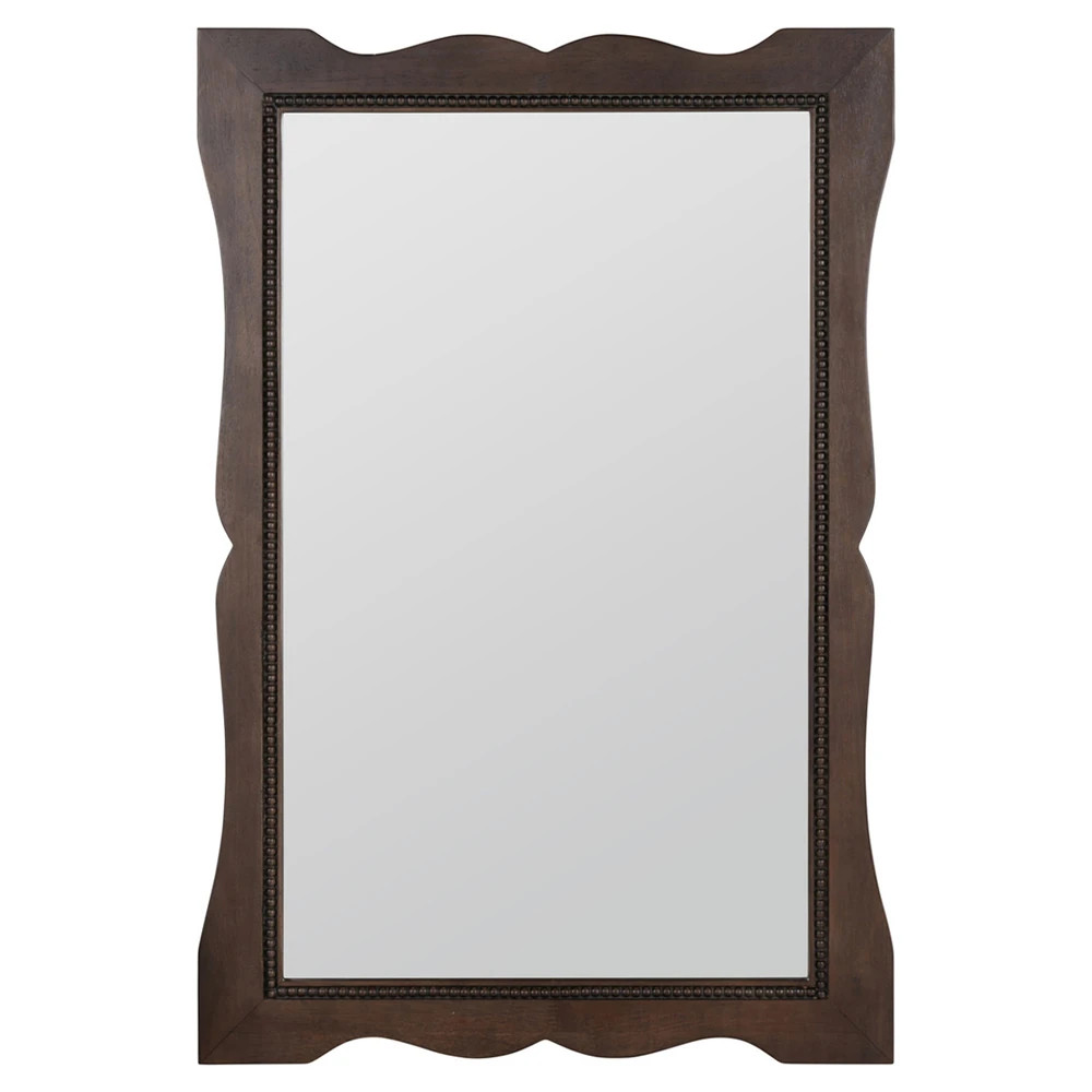 Jadeline Updated Traditional Dark Brown Wood Wall Mirror | Kathy Kuo Home