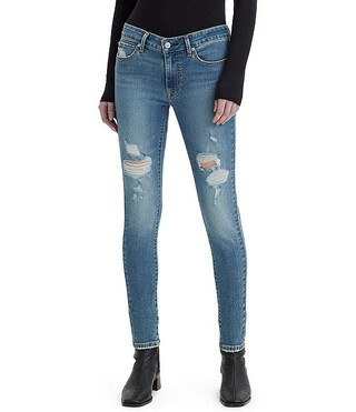 Levi's® 711 Mid Rise Destructed Skinny Jeans | Dillard's