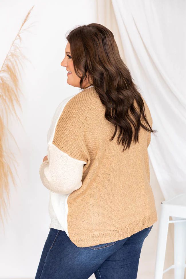 Leave The Past Cream/Beige Colorblock Lightweight Cardigan | The Pink Lily Boutique