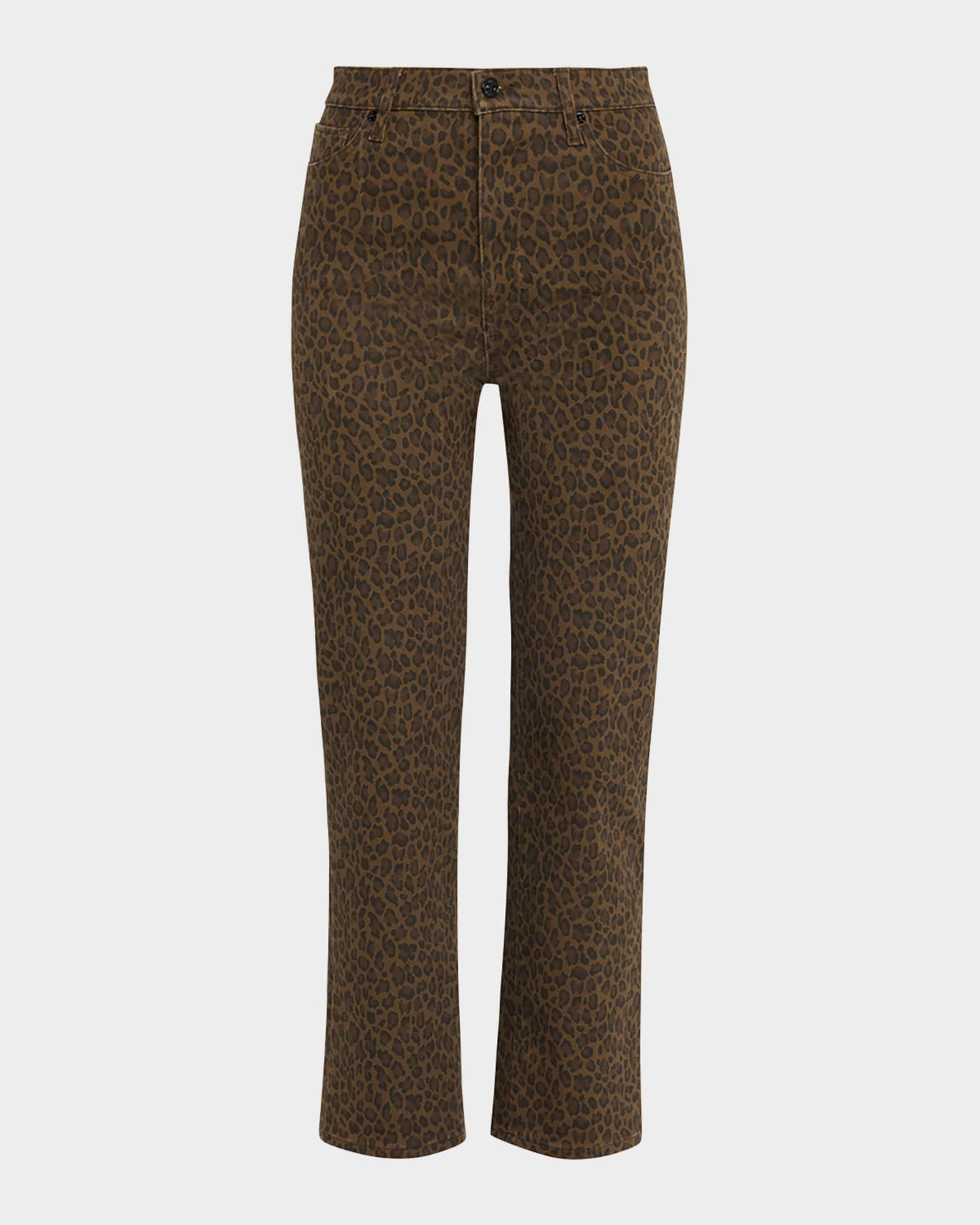 Le Sleek Straight Leopard Jeans | Neiman Marcus