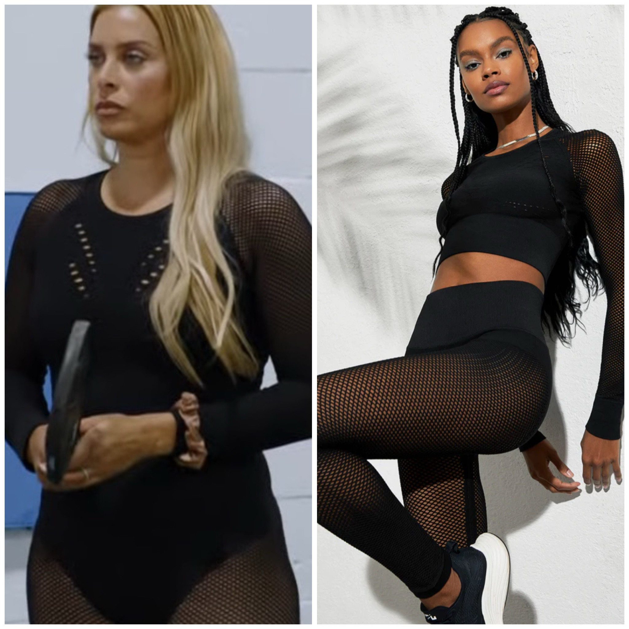 Robyn Dixon’s Black Mesh Crop Top and Pants Playing Pickleball