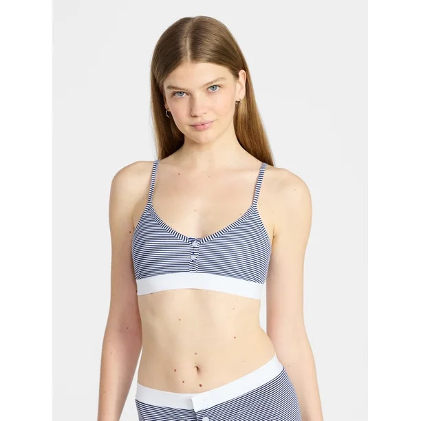 No Boundaries Women's Cotton Jersey Triangle Bralette w/Buttons Sizes XS-XXXL | Walmart (US)