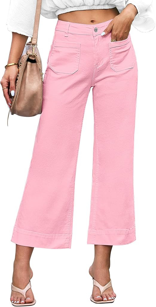 luvamia Wide Leg Jeans for Women Trendy High Waisted Flare Jeans Cropped Denim Pants Stretchy Bag... | Amazon (US)