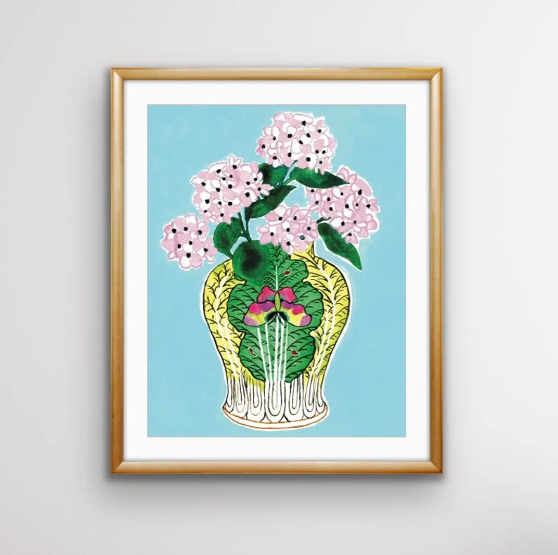 8x10 Unframed Signed Print Bok Choy and Hydrangeas, Bok Choy Vase, Bok Choy Porcelain, Hydrangeas... | Etsy (US)