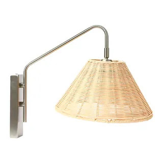 Rattan and Metal Wall Sconce - Brass | Bed Bath & Beyond
