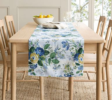 Calla Bloom Embroidered Cotton Table Runner | Pottery Barn (US)