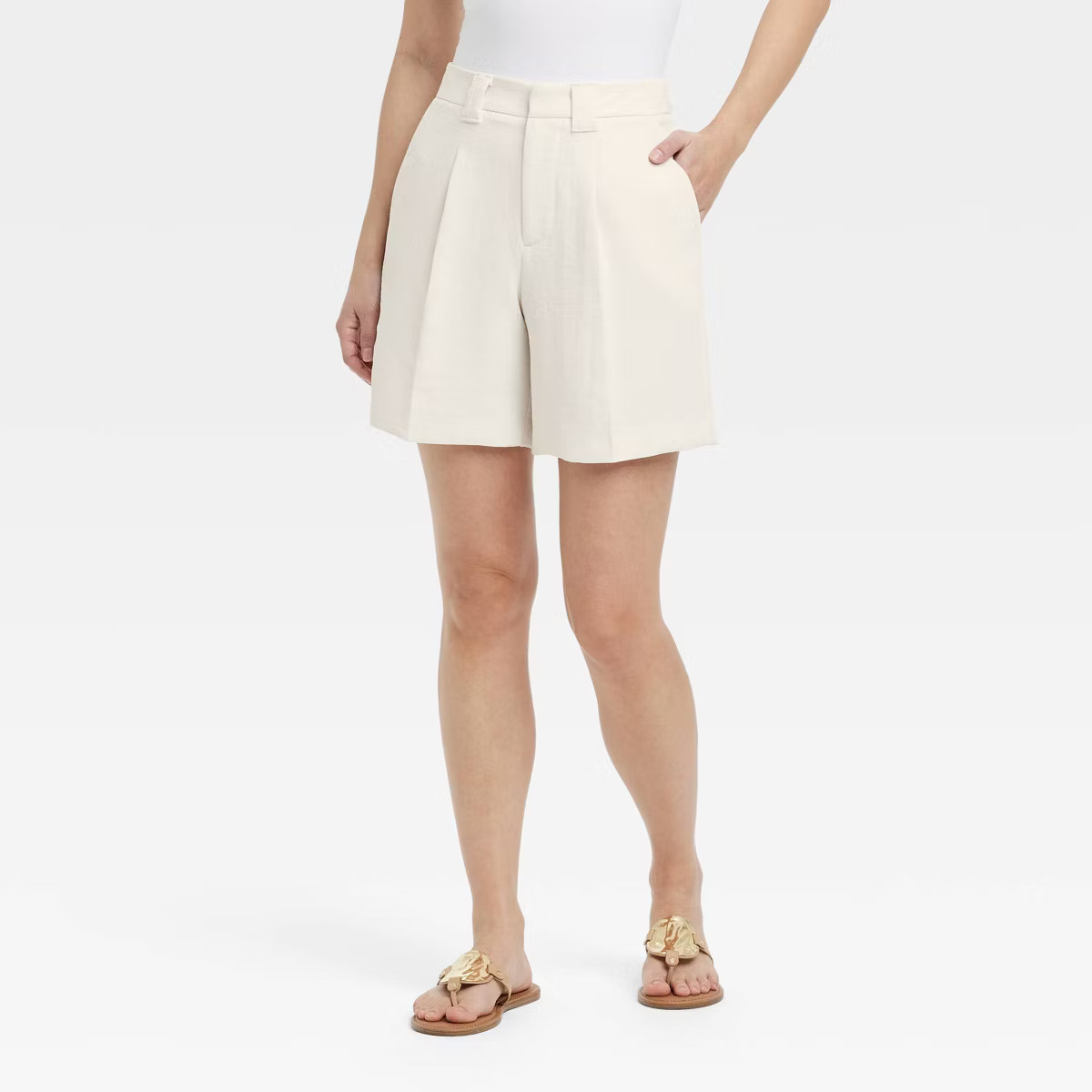 Women's Signature Crepe Bermuda Shorts - A New Day™ Cream 12 | Target