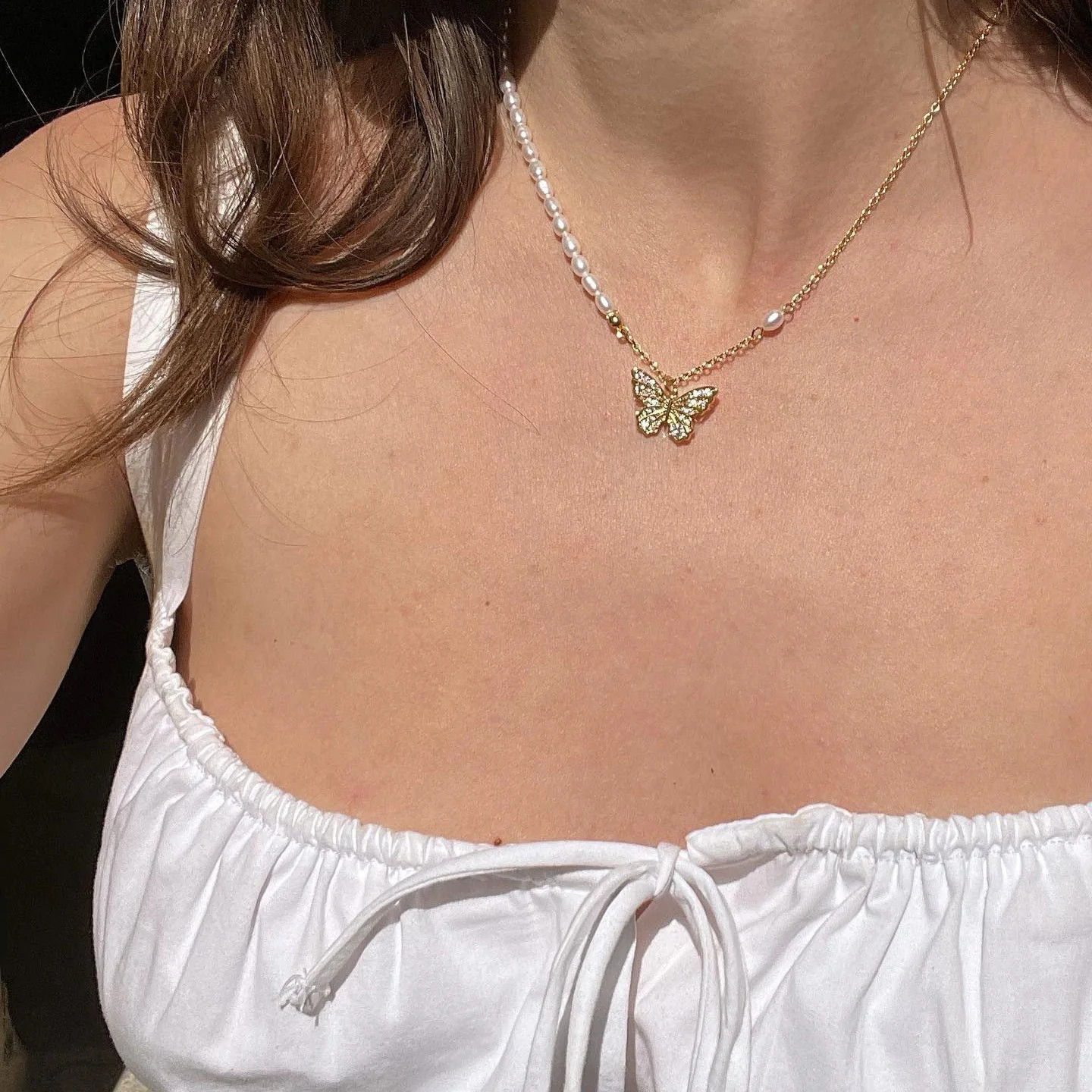 Butterfly Pearl Necklace | Selenichast