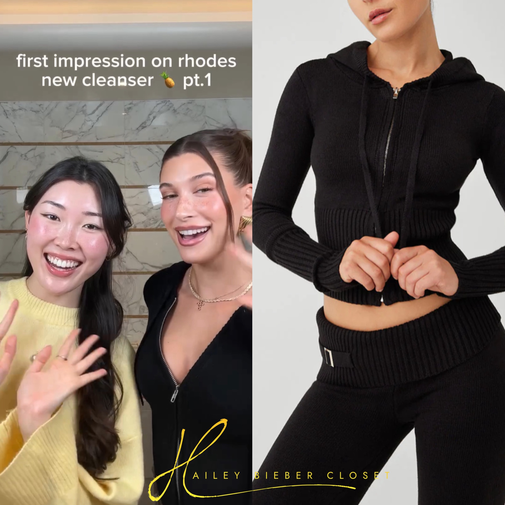 HB wears #FrankiesBikinis Aimee Cloud Knit Zip Up Hoodie. 🖤